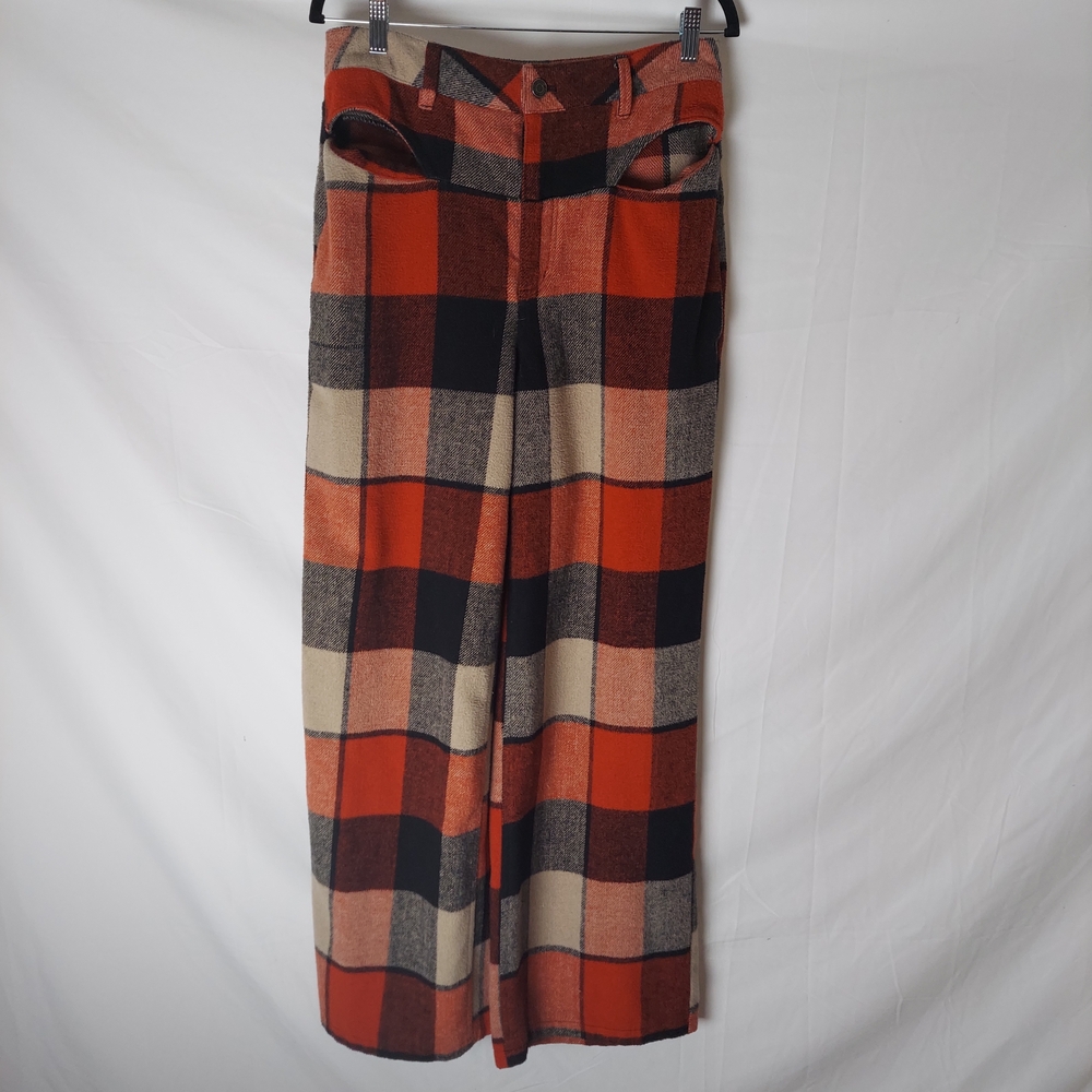 Anthropologie/AFRM Willis wool plaid pants. Wide Leg/hip cutout